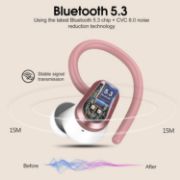 Picture of Wireless Earbuds Bluetooth 5.3, ENC Mic, 50H Playtime, LED Display, Earhooks Sport IP7 Waterproof Rose Gold Headphones