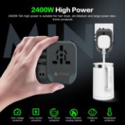 Picture of AUNNO Universal Travel Adapter with 2 USB-C, 2 USB Ports, All-in-One Plug, Dual Fuses, UK EU USA AU Compatible