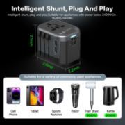 Picture of AUNNO Universal Travel Adapter with 2 USB-C, 2 USB Ports, All-in-One Plug, Dual Fuses, UK EU USA AU Compatible
