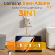 Picture of TESSAN UK to EU Plug Adapter 2 Pack, Schuko Grounded Euro Adaptor with 2 USB Ports (1 USB-C), Travel Adapter Europe