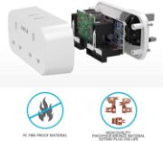 Picture of VINTAR Double Plug Adapter with 2 USB Ports, 2-Way Extension Socket, 13A UK 3-Pin Power Wall Charger, White, 1 Pack