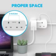 Picture of VINTAR Double Plug Adapter with 2 USB Ports, 2-Way Extension Socket, 13A UK 3-Pin Power Wall Charger, White, 1 Pack