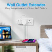 Picture of VINTAR Double Plug Adapter with 2 USB Ports, 2-Way Extension Socket, 13A UK 3-Pin Power Wall Charger, White, 1 Pack
