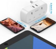 Picture of VINTAR Double Plug Adapter with 2 USB Ports, 2-Way Extension Socket, 13A UK 3-Pin Power Wall Charger, White, 1 Pack