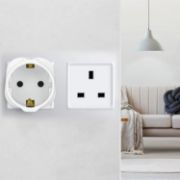 Picture of 1 Pack European to UK Plug Adapter – EU to UK 2-Pin to 3-Pin Travel Adapter with 13A Fuse for Electronics & Devices