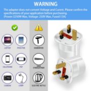 Picture of 1 Pack European to UK Plug Adapter – EU to UK 2-Pin to 3-Pin Travel Adapter with 13A Fuse for Electronics & Devices