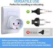 Picture of 1 Pack European to UK Plug Adapter – EU to UK 2-Pin to 3-Pin Travel Adapter with 13A Fuse for Electronics & Devices