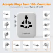 Picture of TESSAN Universal Travel Adapter Worldwide Plug Adaptor with 2 USB A & 3 USB C, 28W, EU UK USA AU