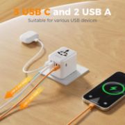 Picture of TESSAN Universal Travel Adapter Worldwide Plug Adaptor with 2 USB A & 3 USB C, 28W, EU UK USA AU