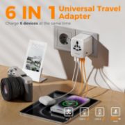 Picture of TESSAN Universal Travel Adapter Worldwide Plug Adaptor with 2 USB A & 3 USB C, 28W, EU UK USA AU