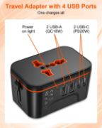 Picture of Universal Travel Adapter Worldwide Plug with 2 USB C & 2 USB A, EU UK US AU International Charger