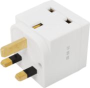 Picture of 2 Way 3 Pin UK Power Adapter Plug Splitter Cube 13A Multi Wall Socket Extension Double UK Plug (Pack of 1)
