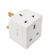 Picture of 2 Way 3 Pin UK Power Adapter Plug Splitter Cube 13A Multi Wall Socket Extension Double UK Plug (Pack of 1)