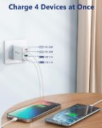 Picture of 40W USB C Fast Charging Plug UK 4-Port Wall Charger Dual USB-C 20W QC Adapter for iPhone Samsung iPad Multi Device Fast Charge
