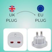Picture of Double Dragon UK to EU Travel Plug Adapter 3 Pin to 2 Pin Type C E F Converter Europe Pack of 2 Universal Travel Adapter