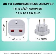 Picture of Double Dragon UK to EU Travel Plug Adapter 3 Pin to 2 Pin Type C E F Converter Europe Pack of 2 Universal Travel Adapter