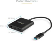 Picture of StarTech USB 3.0 to HDMI Adapter Converter Dual Display 4K 30Hz + 1080p Windows MacOS Linux USB32HD2 Multi Screen Adapter