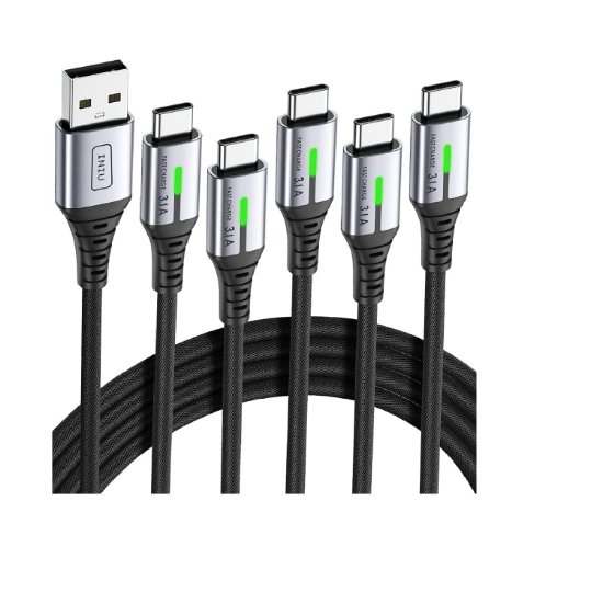 Picture of INIU USB C Charger Cable 5 Pack 3.1A QC 3.0 Fast Charging Type C Cable 2m 1m 0.5m for Samsung S26 iPhone 17 Pixel Xiaomi