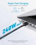 Picture of Anker 240W USB C to USB C Cable 2 Pack 6ft 1.8m Fast Charging USB C Charger Cable for MacBook iPhone 17 Samsung Galaxy iPad Pro USB 2.0