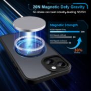 Picture of Magnetic iPhone 15 Case with 2 Screen Protectors MagSafe Compatible Military Grade Translucent Matte Cover Black