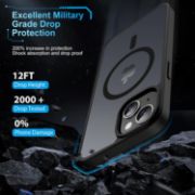 Picture of Magnetic iPhone 15 Case with 2 Screen Protectors MagSafe Compatible Military Grade Translucent Matte Cover Black
