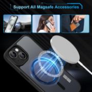 Picture of Magnetic iPhone 15 Case with 2 Screen Protectors MagSafe Compatible Military Grade Translucent Matte Cover Black