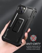 Picture of Dexnor Heavy Duty 360 Full Body Case for iPhone 13/14 with Built-in Screen Protector Military Grade Shockproof Cover Stand Black