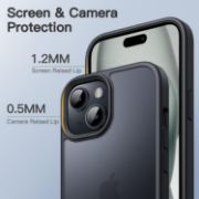 Picture of JETech Matte Shockproof Case for iPhone 15 6.1" Military Grade Drop Protection Frosted Translucent Anti-Fingerprint Black Cover