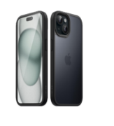 Picture of JETech Matte Shockproof Case for iPhone 15 6.1" Military Grade Drop Protection Frosted Translucent Anti-Fingerprint Black Cover