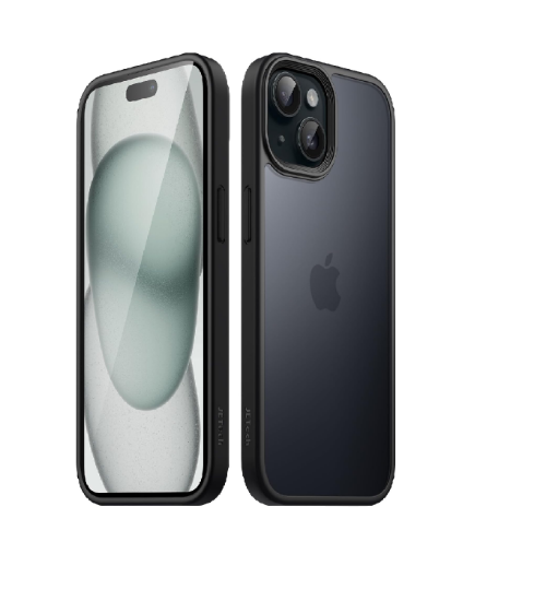 Picture of JETech Matte Shockproof Case for iPhone 15 6.1" Military Grade Drop Protection Frosted Translucent Anti-Fingerprint Black Cover