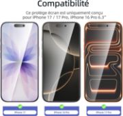 Picture of NEW'C 3 Pack Tempered Glass Screen Protector for iPhone 17, 17 Pro, iPhone 16 Pro 6.3" Case Friendly Ultra Resistant with Installation Tool