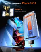 Picture of LK 2-Pack iPhone 16 Screen Protector, HD Tempered Glass, Auto Dust Removal Tool, 9H+ Scratch Resistant, Full Coverage, Bubble-Free Installation