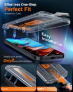 Picture of LK 2-Pack iPhone 16 Screen Protector, HD Tempered Glass, Auto Dust Removal Tool, 9H+ Scratch Resistant, Full Coverage, Bubble-Free Installation