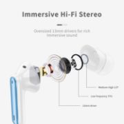Picture of Bluetooth 5.4 Wireless Earbuds, HiFi Deep Bass, ENC Mic, 40H Playtime, IP7 Waterproof, Blue