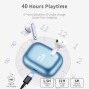 Picture of Bluetooth 5.4 Wireless Earbuds, HiFi Deep Bass, ENC Mic, 40H Playtime, IP7 Waterproof, Blue