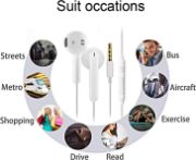 Picture of 2 Pack Wired In-Ear Earphones with Mic, Noise Isolating Earbuds for Phones, Tablets & Laptops