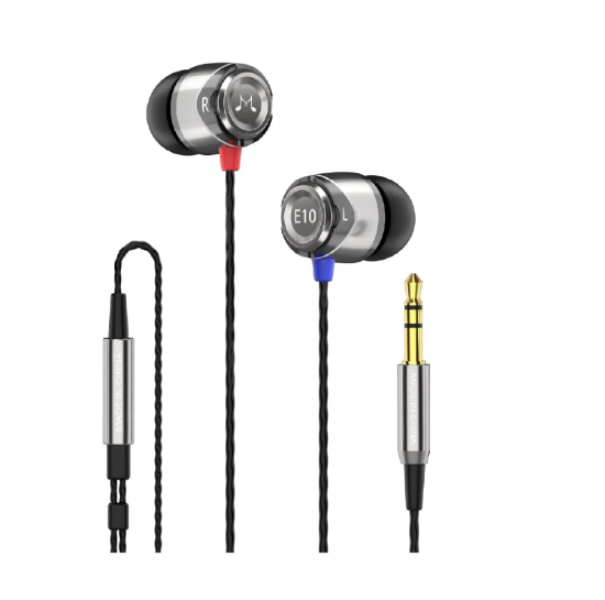 Picture of SoundMAGIC E10 In-Ear Earphones Deep Bass Noise Isolating Metal Build Tangle Free Cable Gaming Music Travel Black Silver