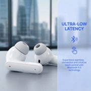 Picture of Luckyrao Y88 Wireless Earbuds Bluetooth 5.4, 4 HD Mics, 40H Playtime, IPX7 Waterproof White